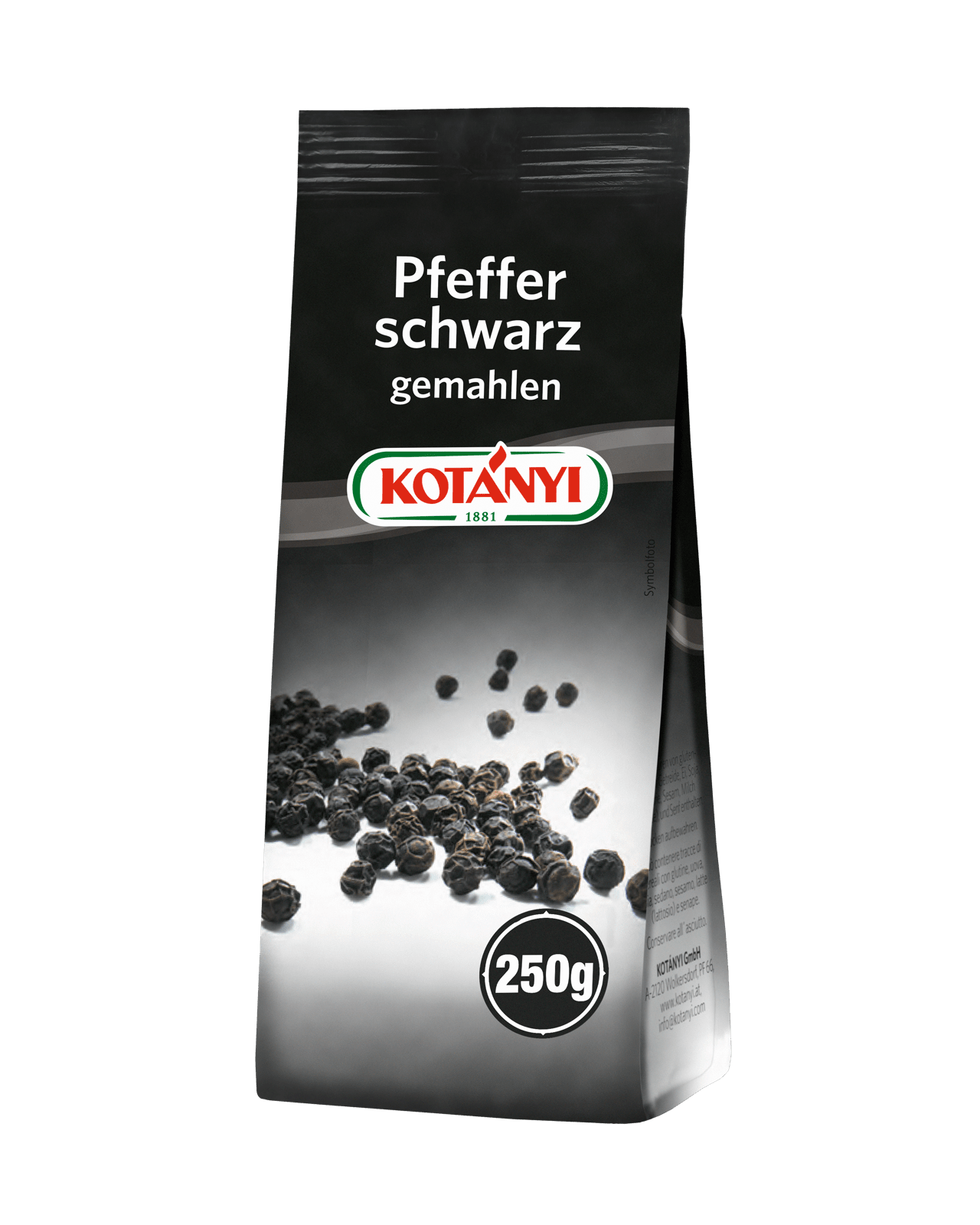 Kotányi schwarzer Pfeffer gemahlen in 250g Aromaschutzpackung