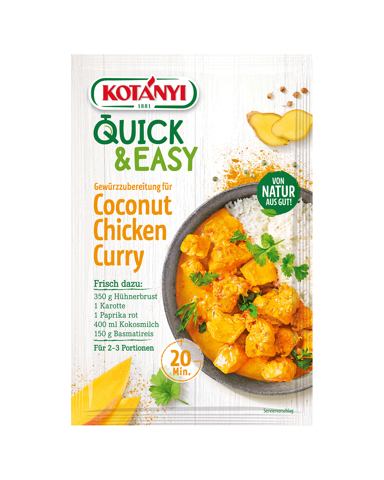 9001414035887 358801 Kotányi Quick&easy Gewürzubereitung Für Coconut Chicken Curry At Pouch Vs
