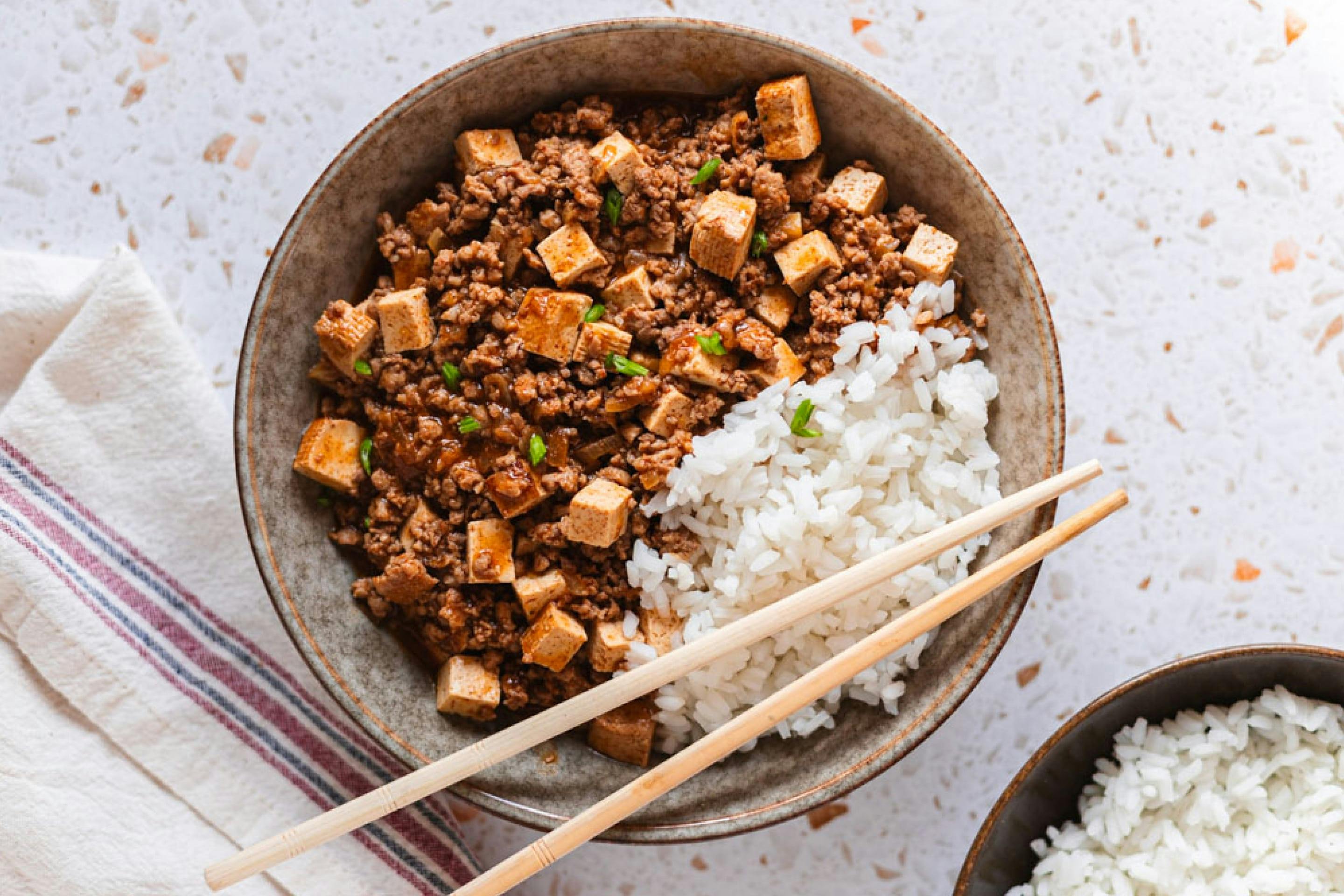 Mapo Tofu mit Faschiertem und Reis