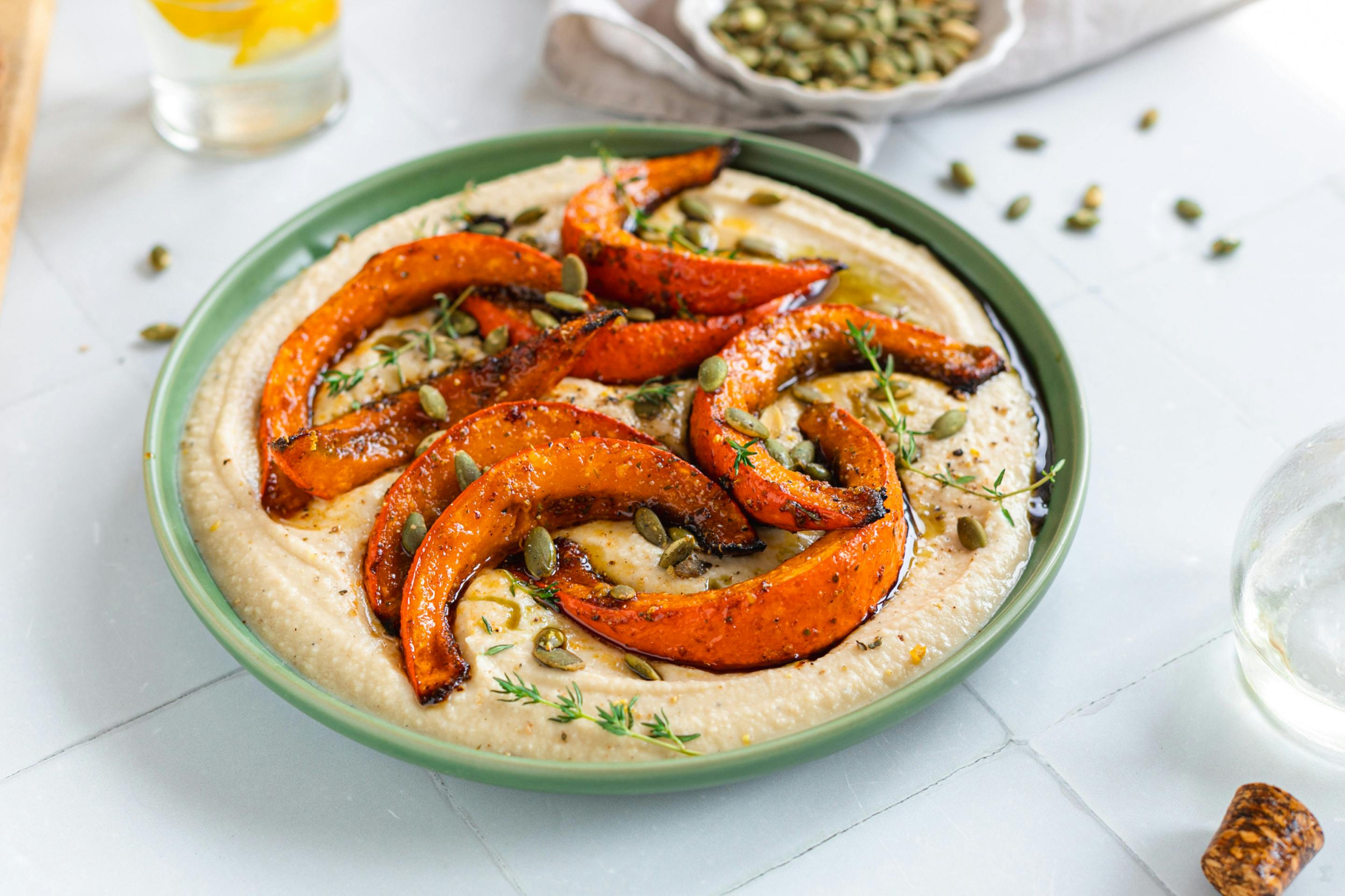 Roasted Pumpkin With Bean Hummus Min