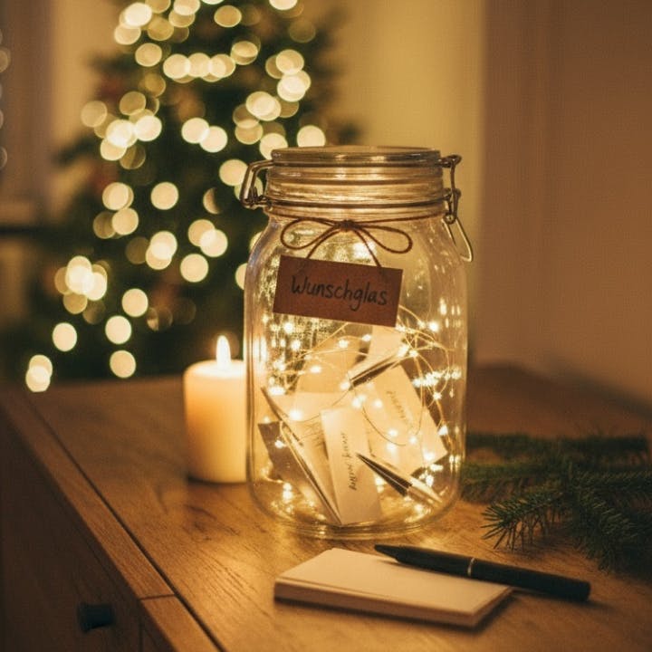 Wunschglas gefüllt mit Zetteln.