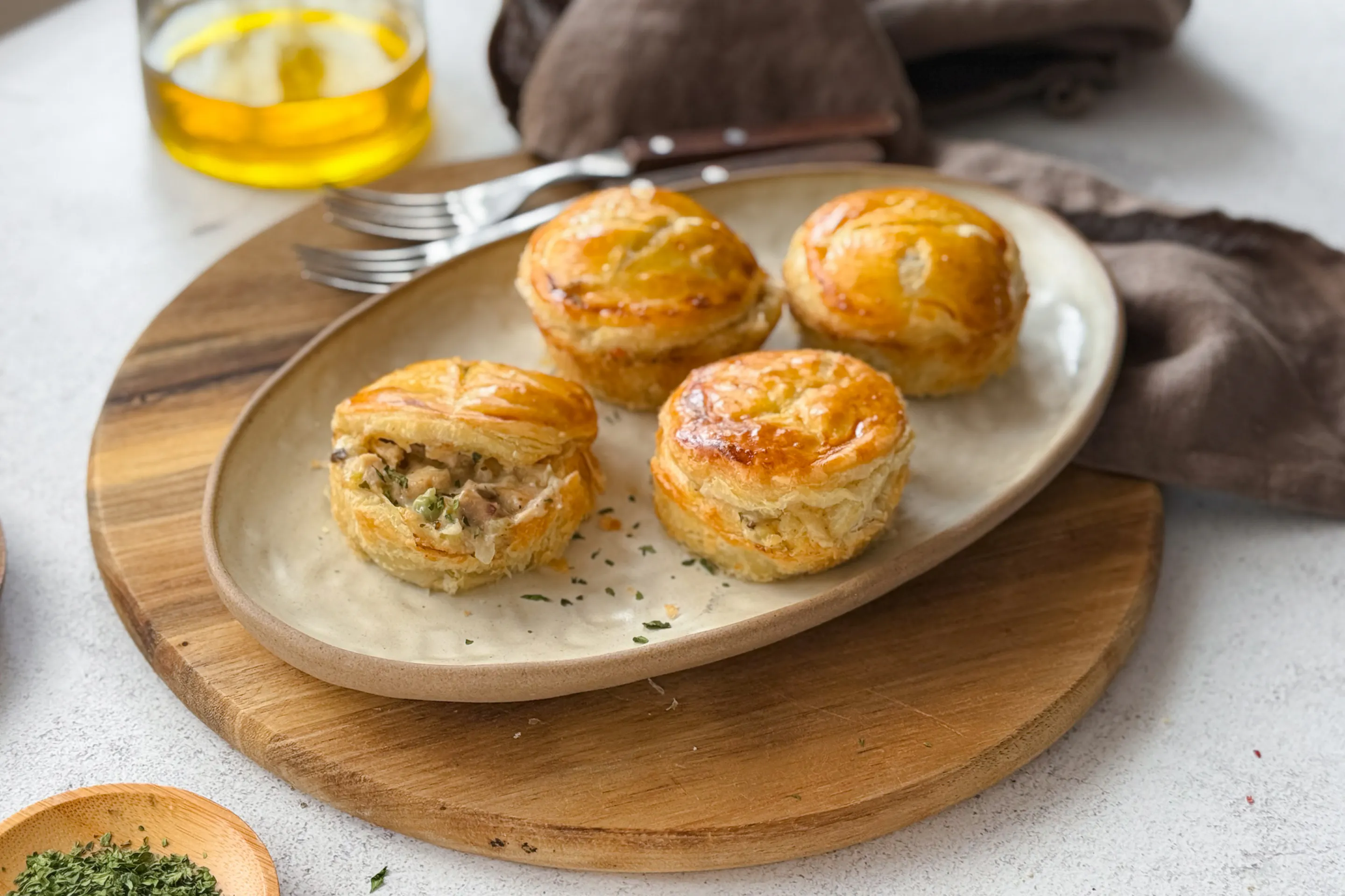 Mini Chicken And Vegetable Puff Pastry Pies